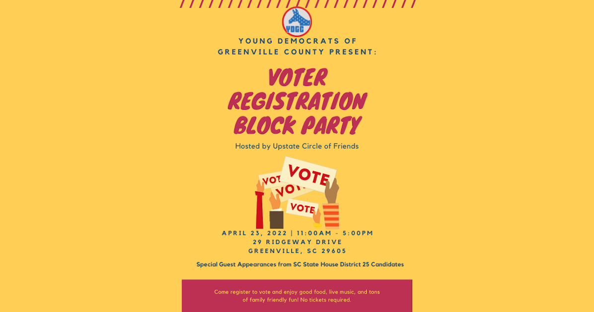 Voter Registration Block Party District 25 · South Carolina Democratic